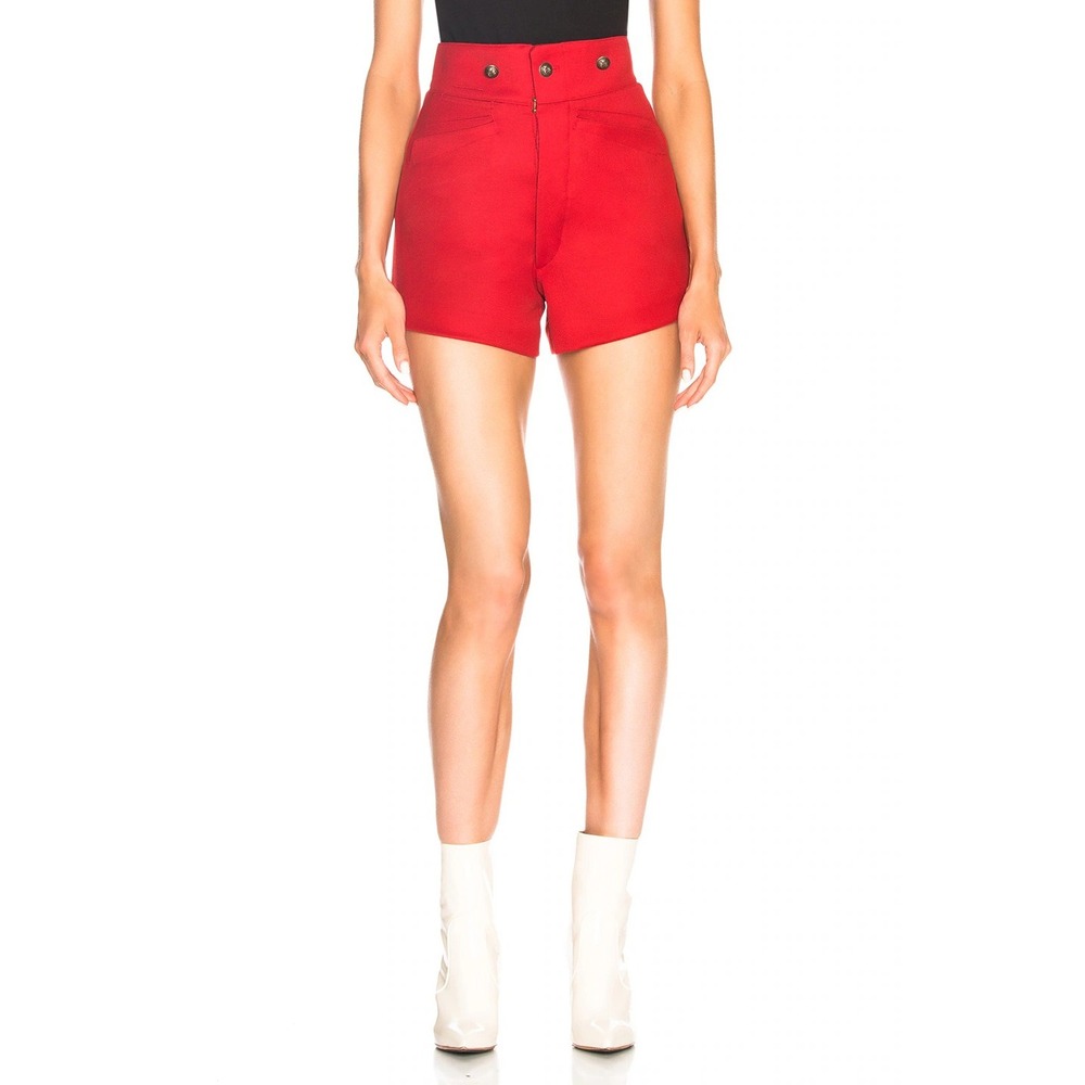 NWT Maison Margiela High Waisted Riding Shorts In Hunting Red ‎ Wool Blend SZ 40